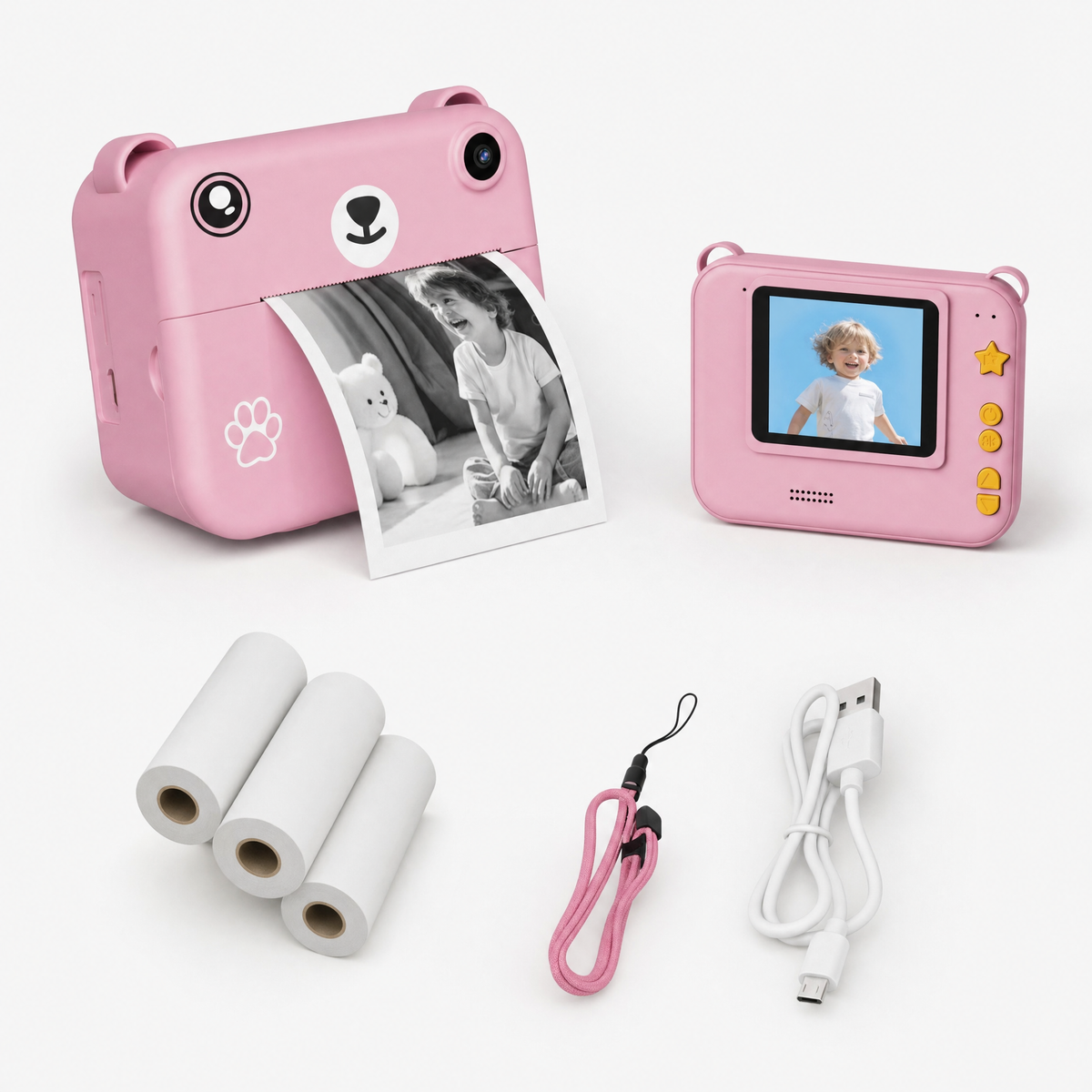 Appareil Photo numérique, avec enregistreur vidéo, mini imprimante thermique
